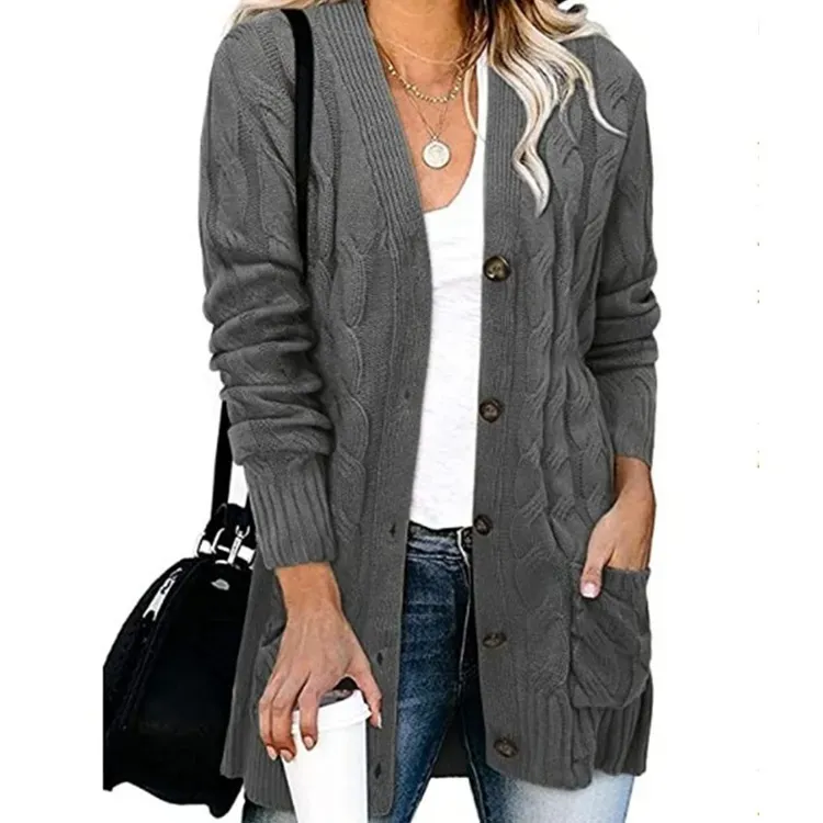 Autumn Winter Women Casual Single-Breasted Knitted Cardigan Jacket - Image 9