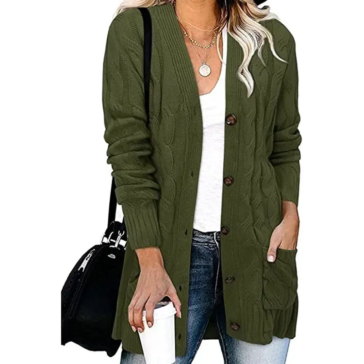 Autumn Winter Women Casual Single-Breasted Knitted Cardigan Jacket - Image 11