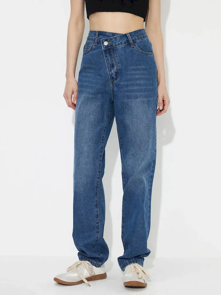 Women Fashion Casual High Waist Loose Straight Jeans - Image 11