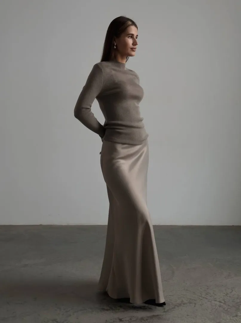 Women Elegant Solid Color Satin Fishtail Skirt - Image 9