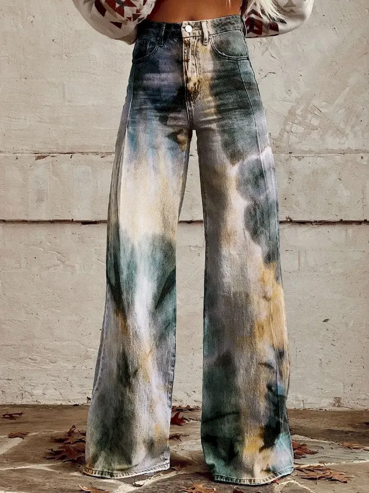 Casual Women Graphic Printing Flared Pants - Image 7