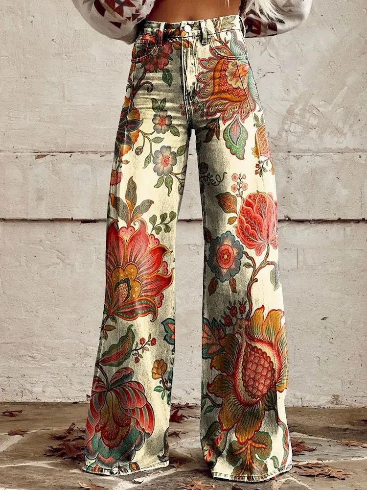 Casual Women Graphic Printing Flared Pants - Image 14