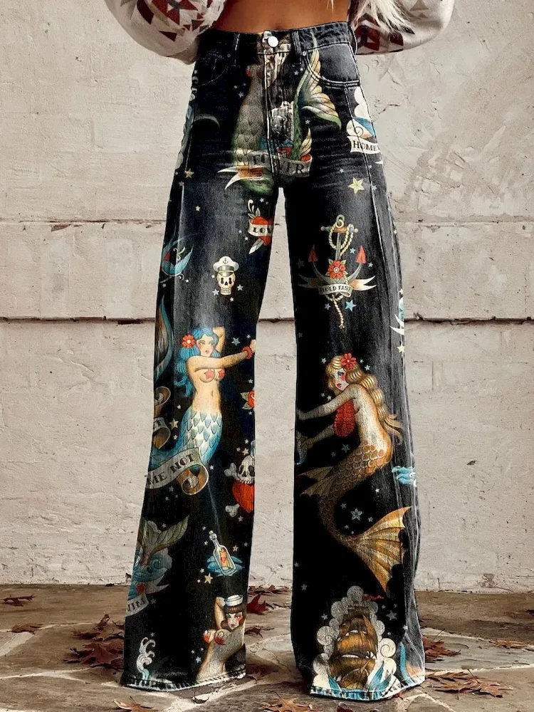 Casual Women Graphic Printing Flared Pants - Image 15