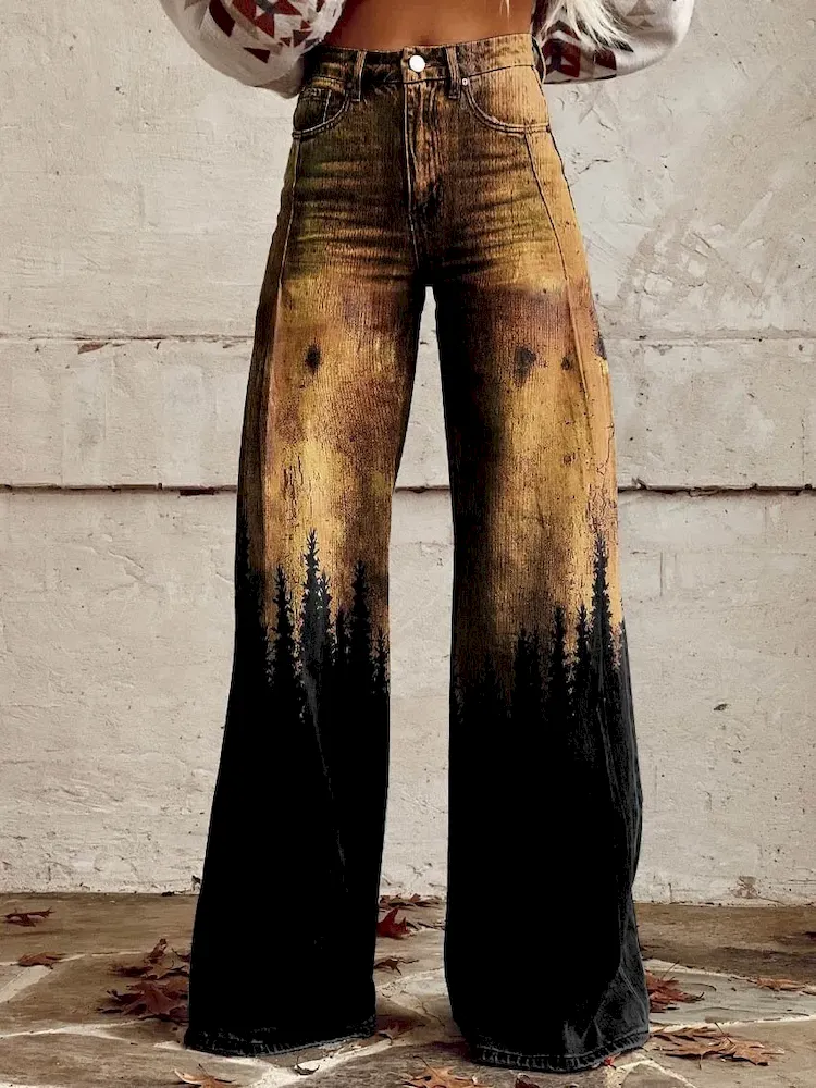 Casual Women Graphic Printing Flared Pants - Image 17