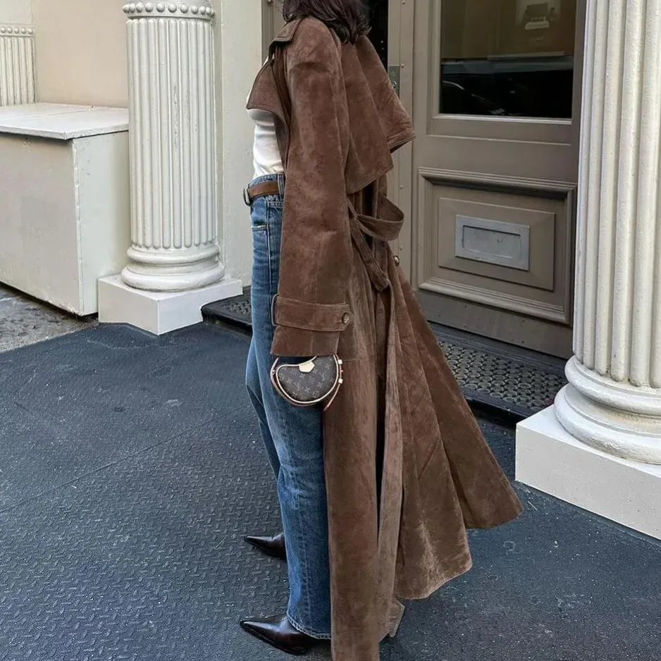 Autumn Winter Women Casual Warm Long Lace-Up Coat - Image 4