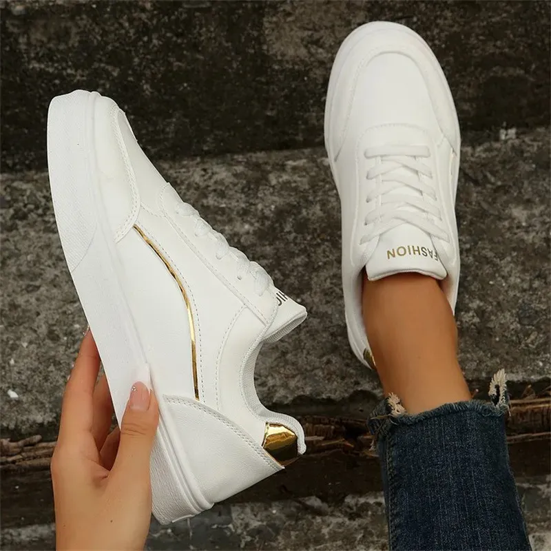 Women Casual Plus Size Round Toe Lace-Up Thick-Soled Sneaker - Image 5