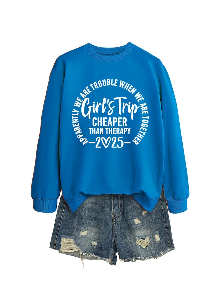 Women Casual Solid Color 2025 Letter Print Round Neck Long Sleeve Sweatshirt - Image 6