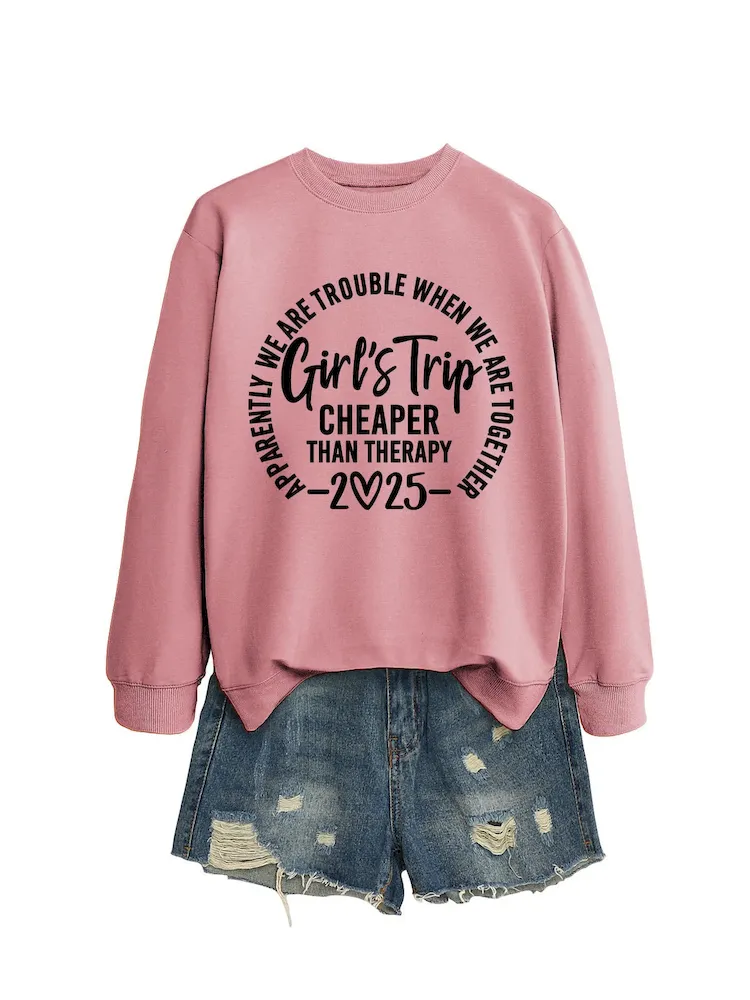 Women Casual Solid Color 2025 Letter Print Round Neck Long Sleeve Sweatshirt - Image 18