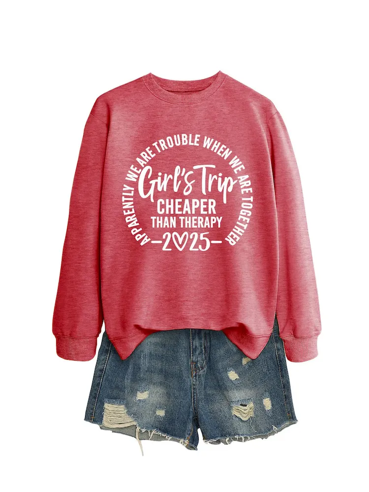 Women Casual Solid Color 2025 Letter Print Round Neck Long Sleeve Sweatshirt - Image 20