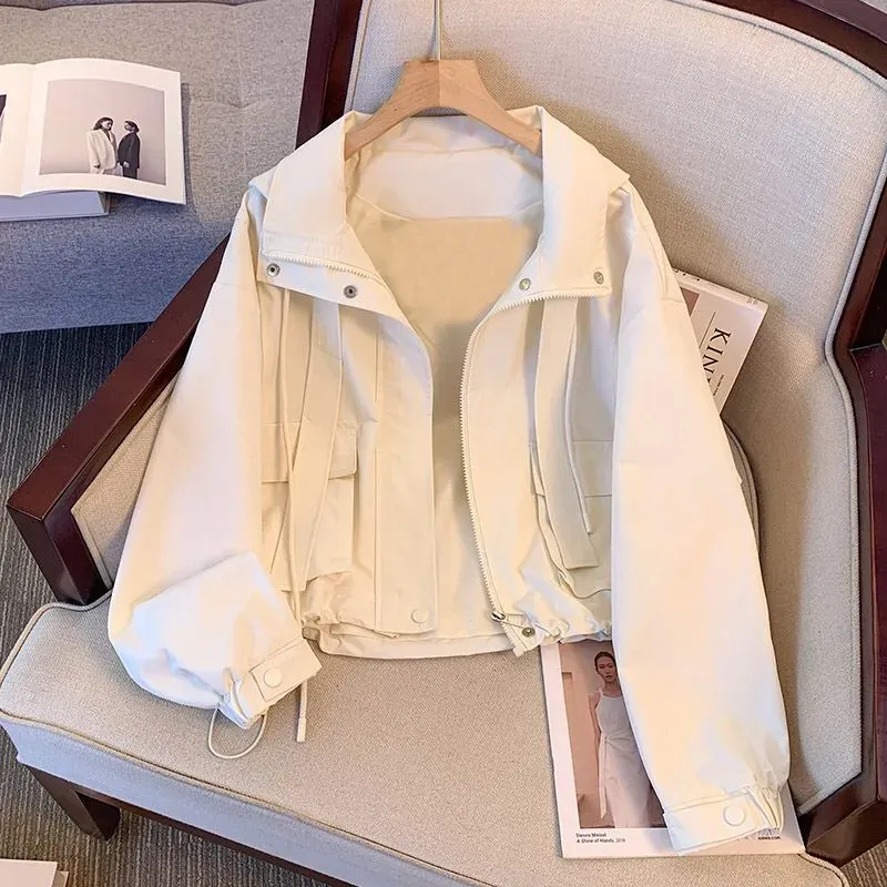 Women Fashionable Hooded Spring And Autumn Jacket Outer Wear - Image 6