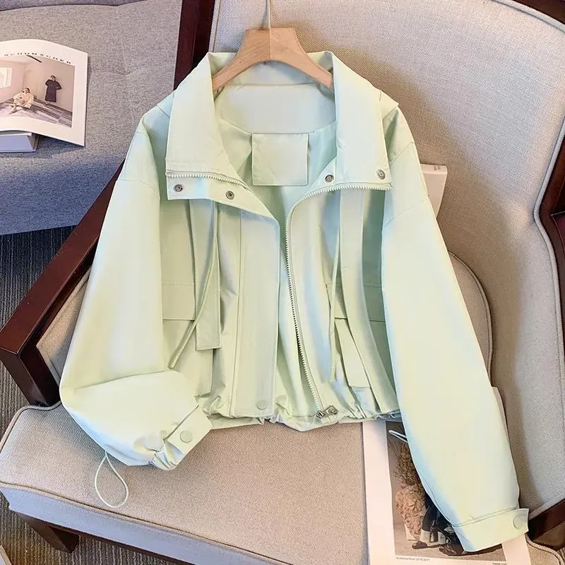 Women Fashionable Hooded Spring And Autumn Jacket Outer Wear - Image 7