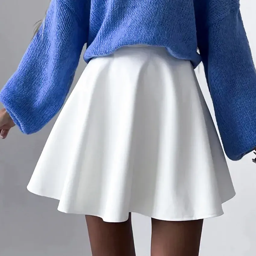 Women Fashion Elegant Solid Color Tight A- Line Skirt