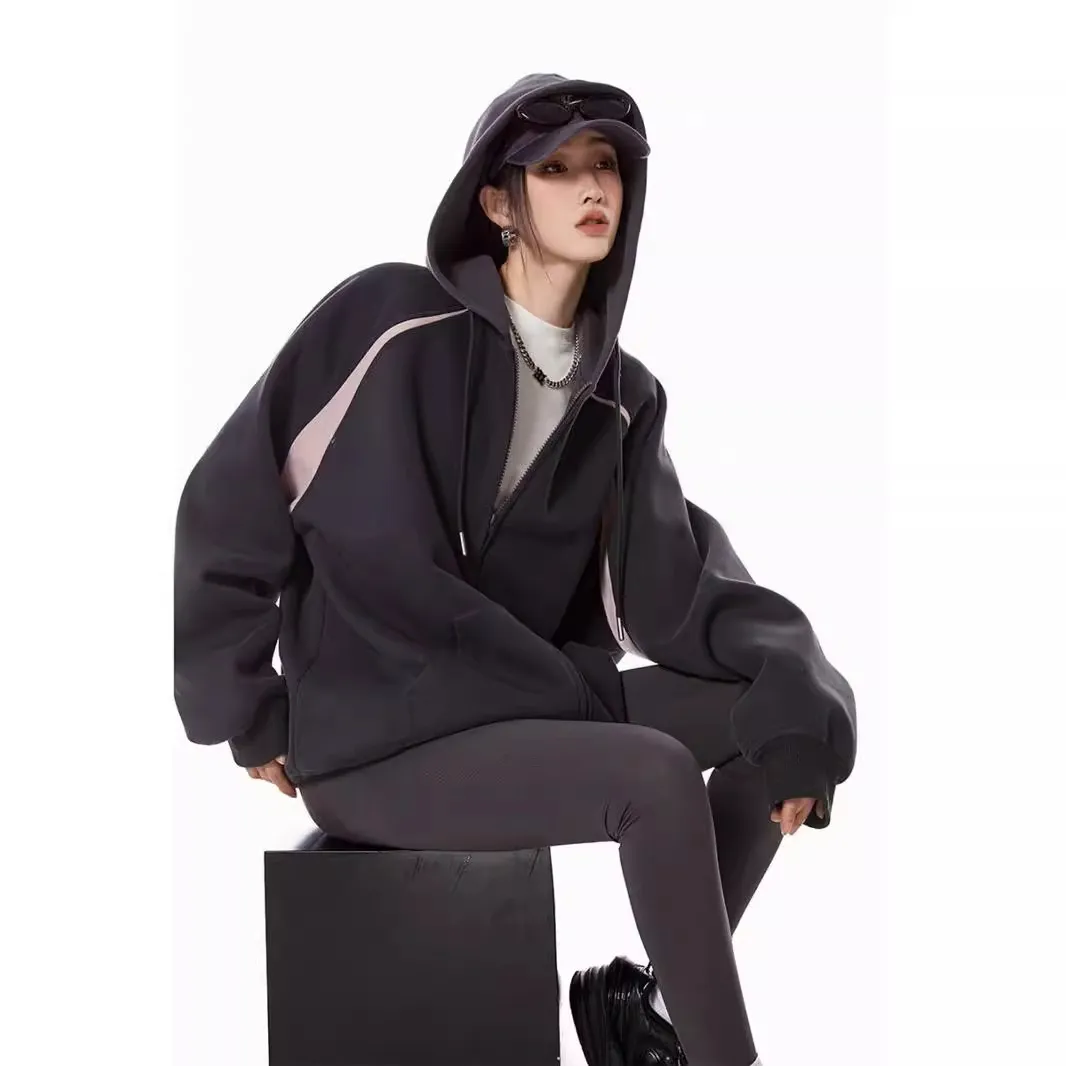 Women Fashion Casual Retro Zipper Cardigan Hoodies - Image 4