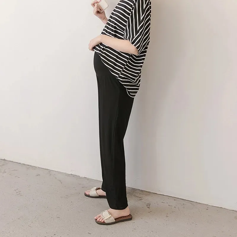 Women Thin Loose High Waist Wide-Leg Adjustable Belt Pregnant Women Pants - Image 4
