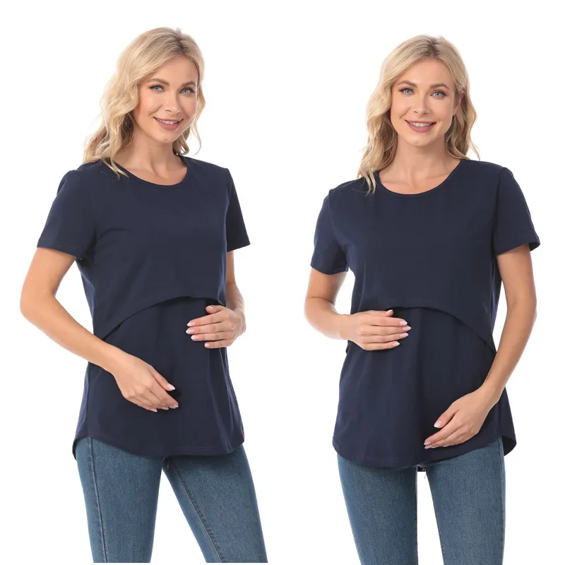 Women Casual Loose Curved Design Short-Sleeved Pregnant Women T-Shirt - Image 2