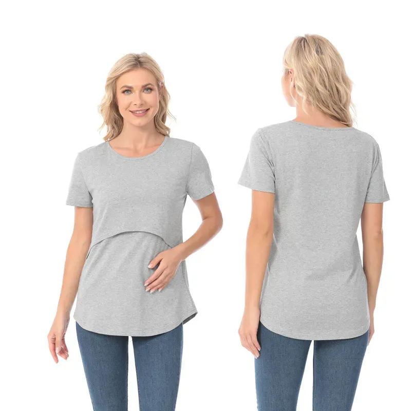 Women Casual Loose Curved Design Short-Sleeved Pregnant Women T-Shirt - Image 3