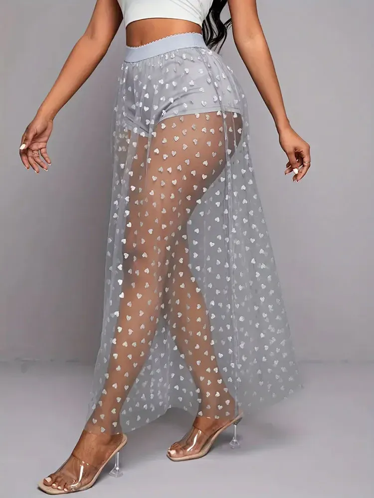 Women Fashion Sexy Lace Perspective Long Skirt - Image 5