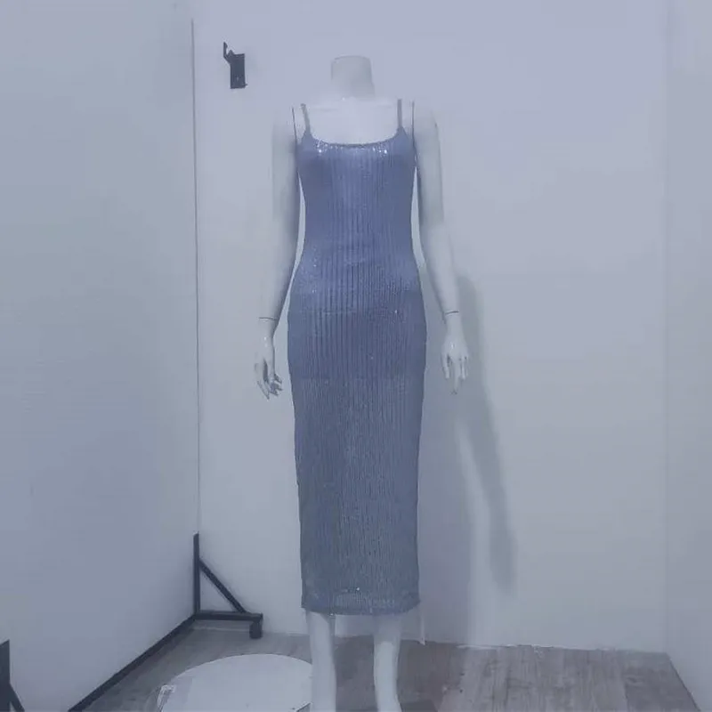 Women Fashion Sexy Elegant Sequin Slim Camisole Dress - Image 5