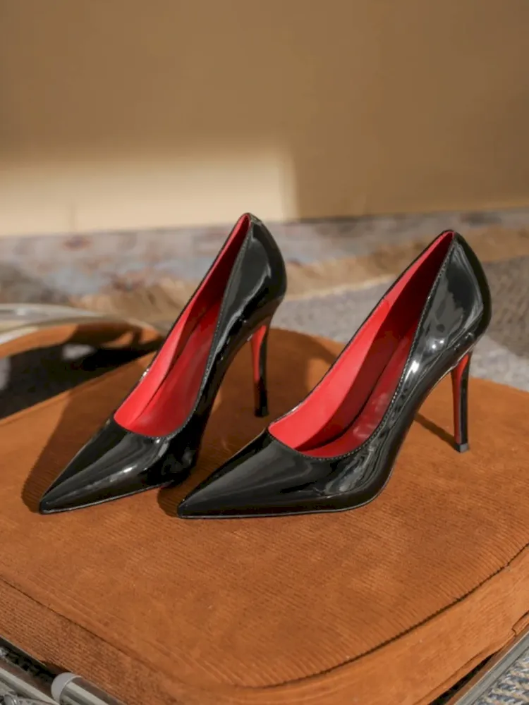 Women Fashion Sexy Patent Leather Pointed Toe High-Heel Shoes - Image 6