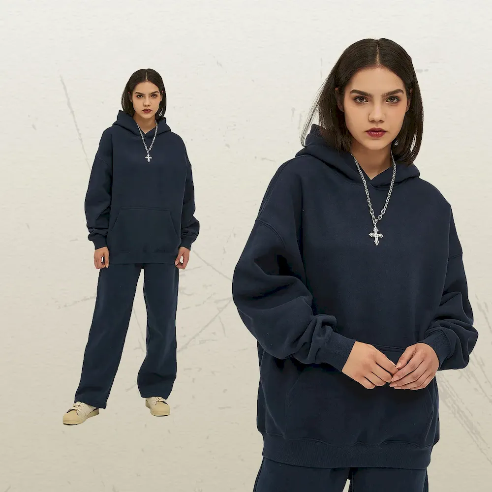 Men Fashion Loose Solid Color Fleece-Lined Hoodies - Image 16