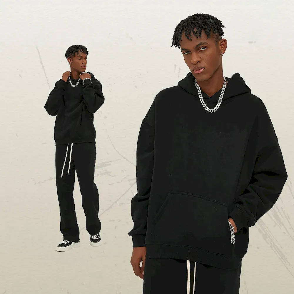 Men Fashion Loose Solid Color Fleece-Lined Hoodies - Image 21