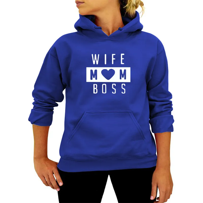 Women Fashion Casual Solid Color Mom Letter Printed Hoodies - Image 10