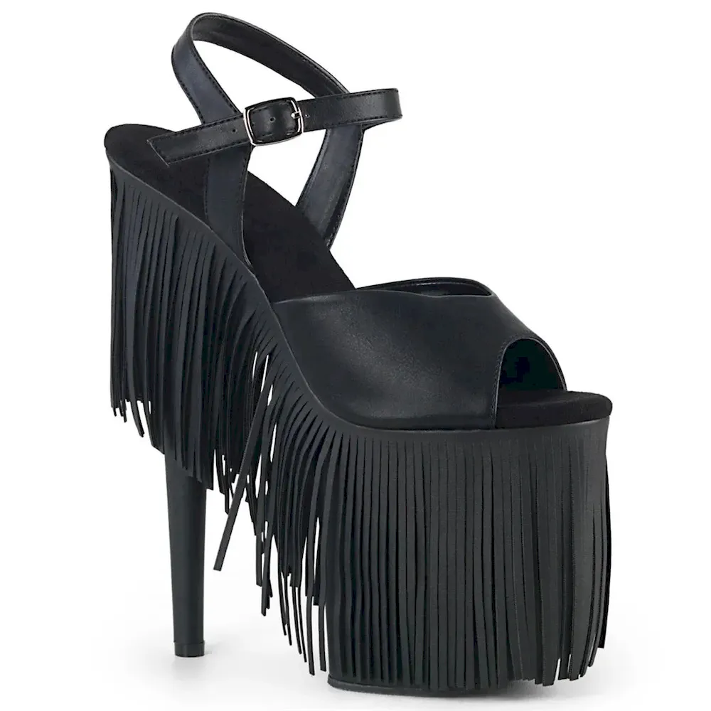 Women Sexy Solid Color Tassel 20Cm High Heel Pole Dance Shoes