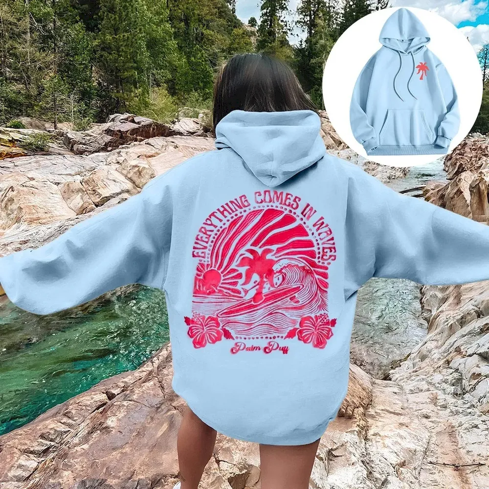 Women Fashion Casual Printed Threaded Long-Sleeve Loose Hoodies - Image 7