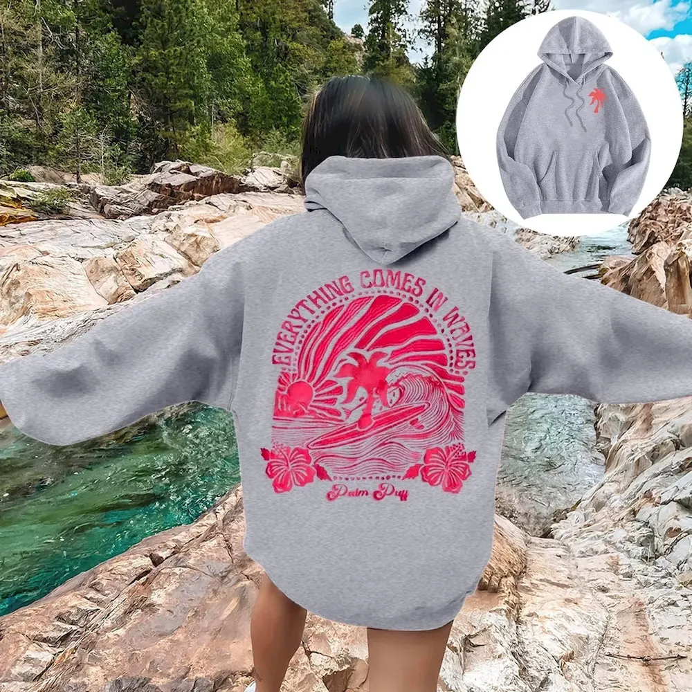 Women Fashion Casual Printed Threaded Long-Sleeve Loose Hoodies - Image 8