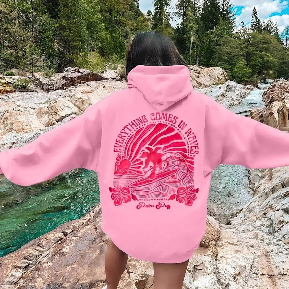 Women Fashion Casual Printed Threaded Long-Sleeve Loose Hoodies - Image 9