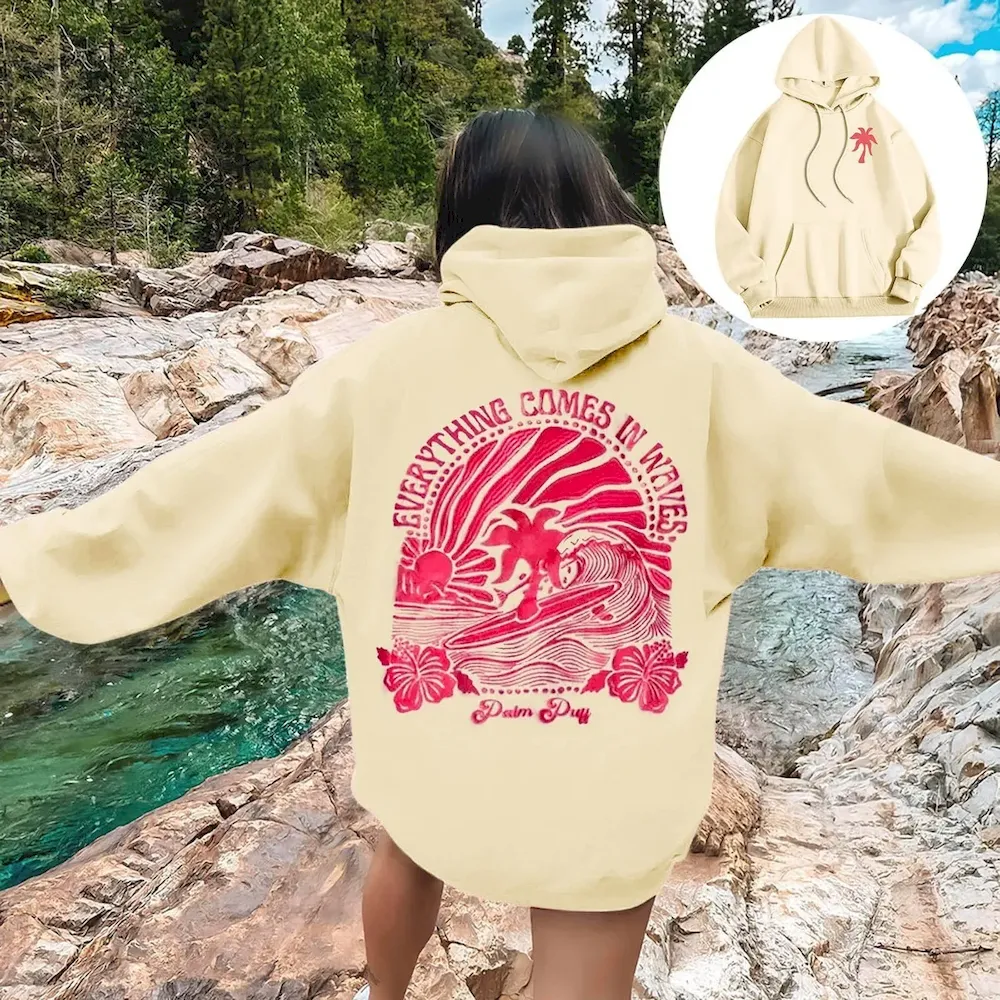 Women Fashion Casual Printed Threaded Long-Sleeve Loose Hoodies - Image 10