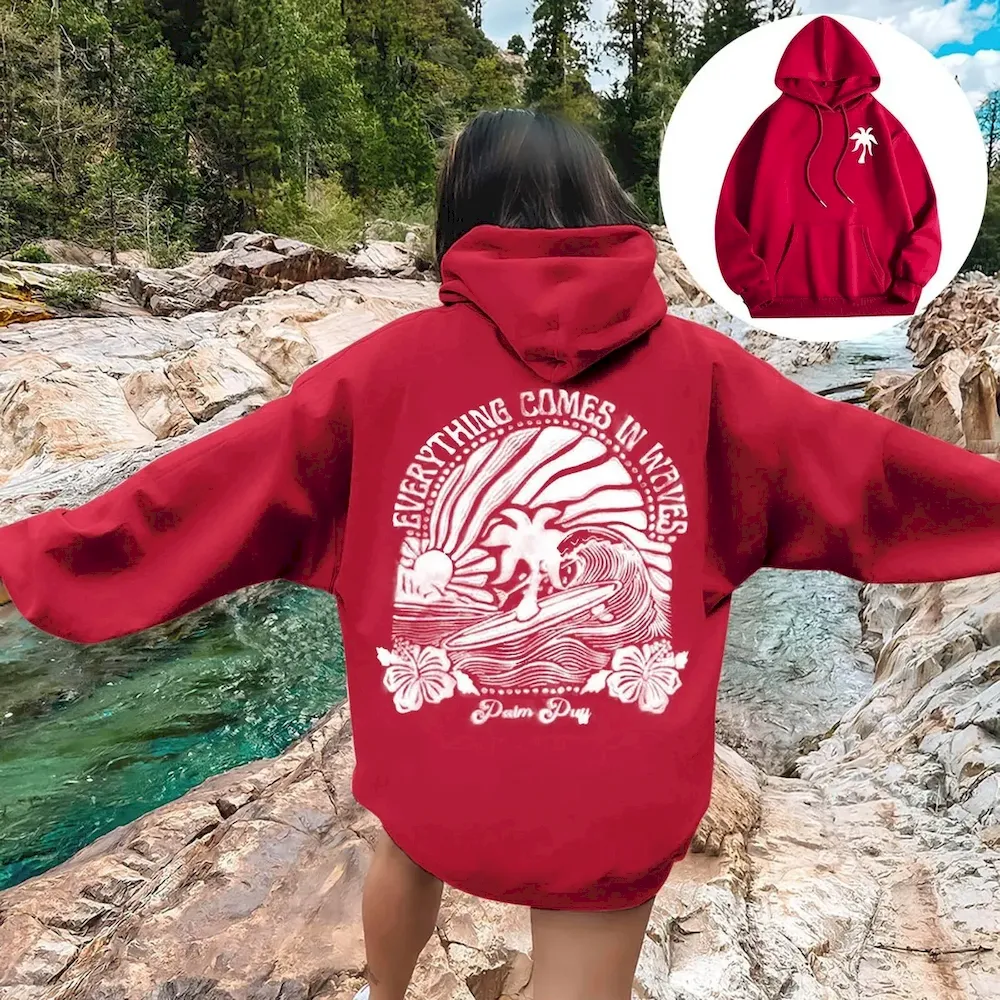 Women Fashion Casual Printed Threaded Long-Sleeve Loose Hoodies - Image 12
