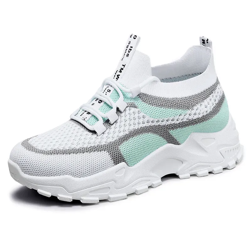 Women Fashion Casual Woven Breathable Mesh Soft Sole Platform Sneakers - Image 8