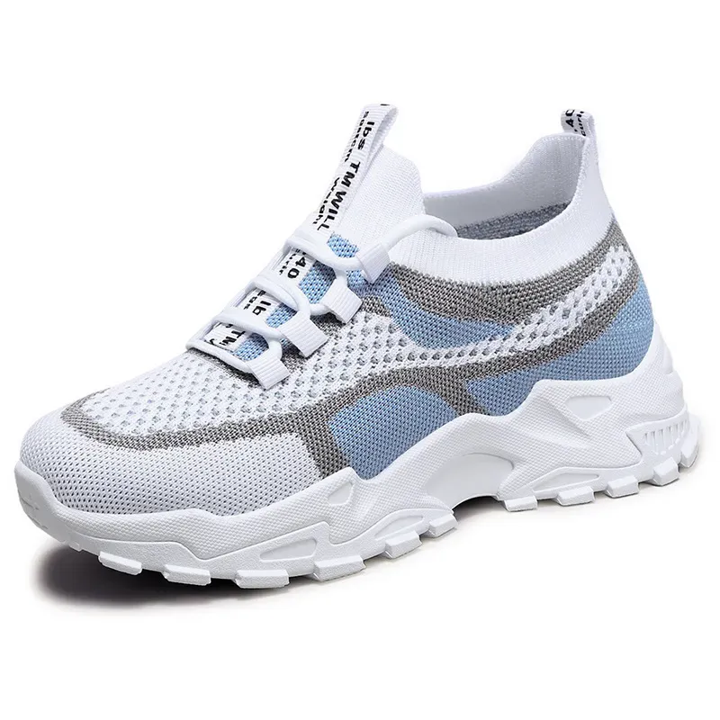 Women Fashion Casual Woven Breathable Mesh Soft Sole Platform Sneakers - Image 9