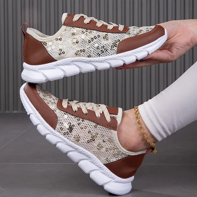 Women Fashion Mesh Sequin Sneaker - Image 8