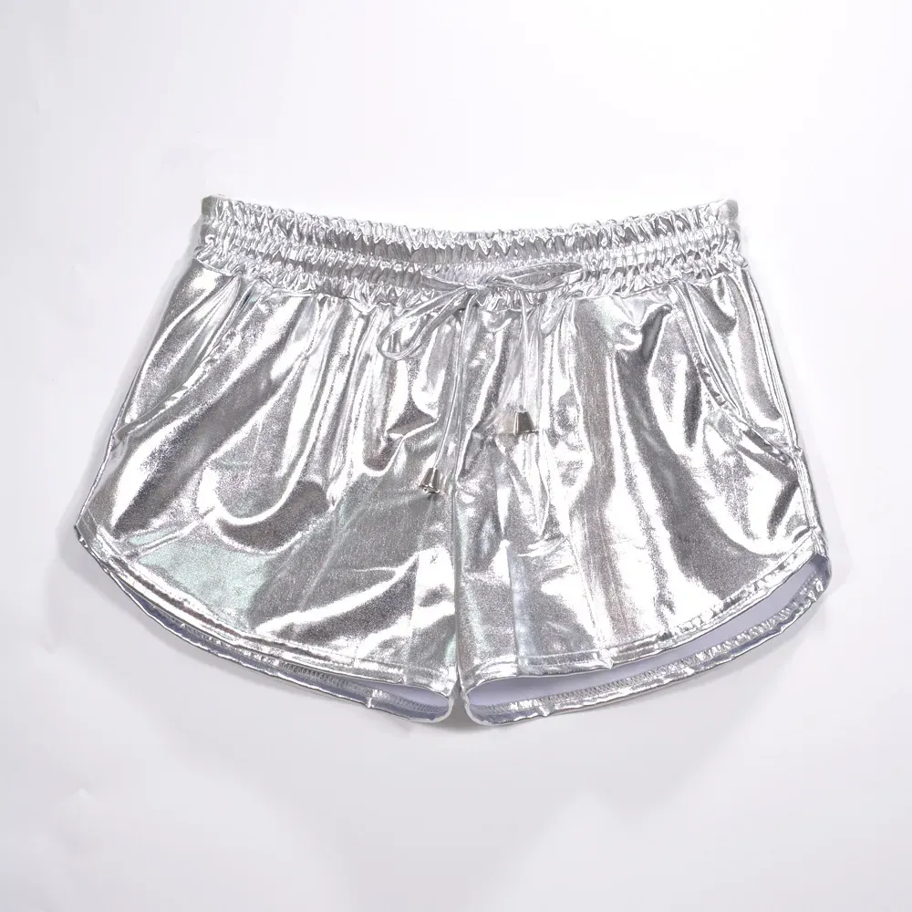 Women Fashion Sexy Solid Color Pu Leather Lace-Up Shorts - Image 7