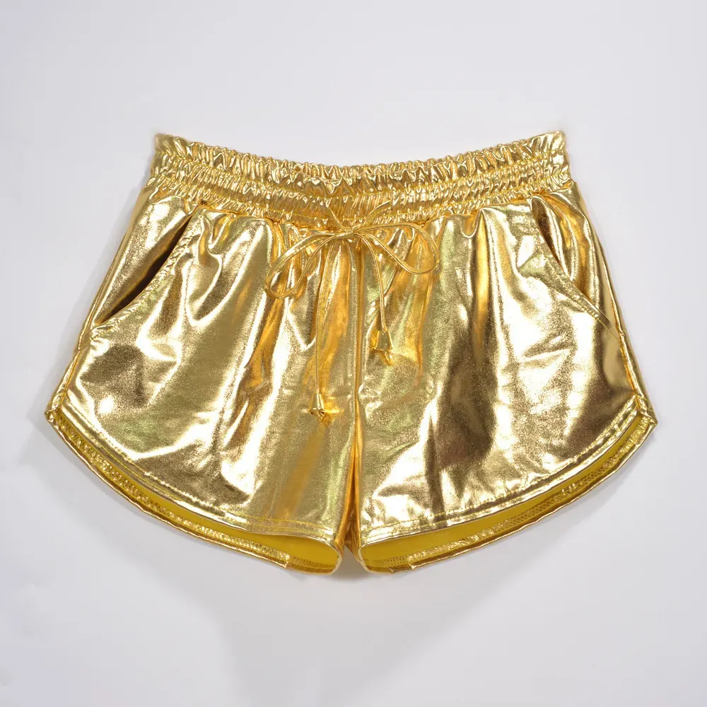Women Fashion Sexy Solid Color Pu Leather Lace-Up Shorts - Image 8