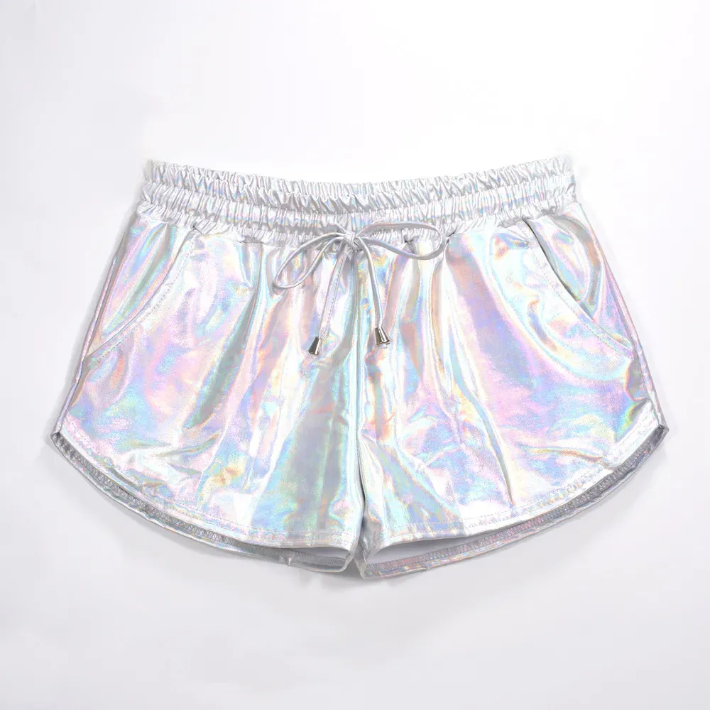 Women Fashion Sexy Solid Color Pu Leather Lace-Up Shorts - Image 9