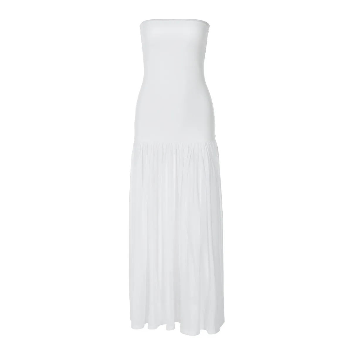 Women Fashion Sexy Solid Color Tube Maxi Dress - Image 6