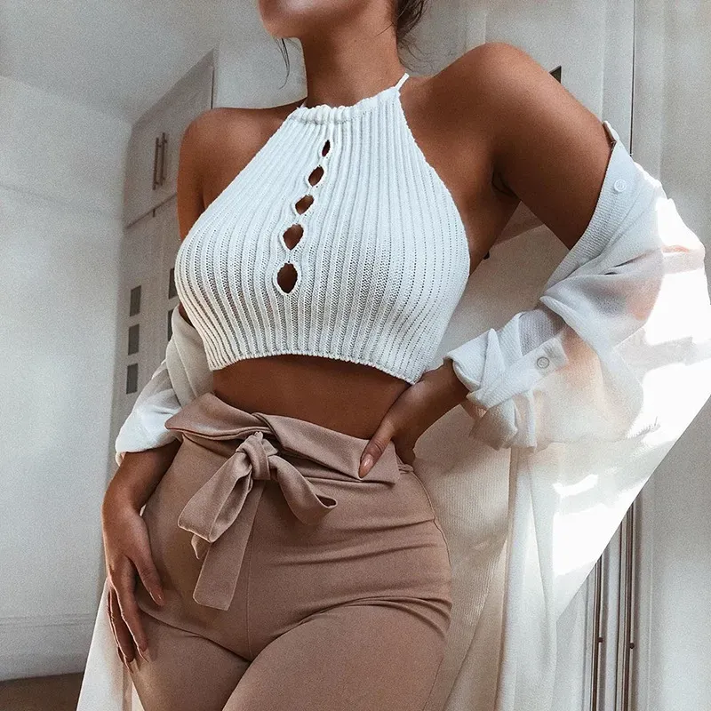 Women Fashion Solid Color Hollow Neck Top - Image 6