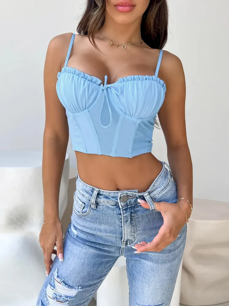 Women Fashion Sexy Pleated Lace-Up Camisole - Image 5