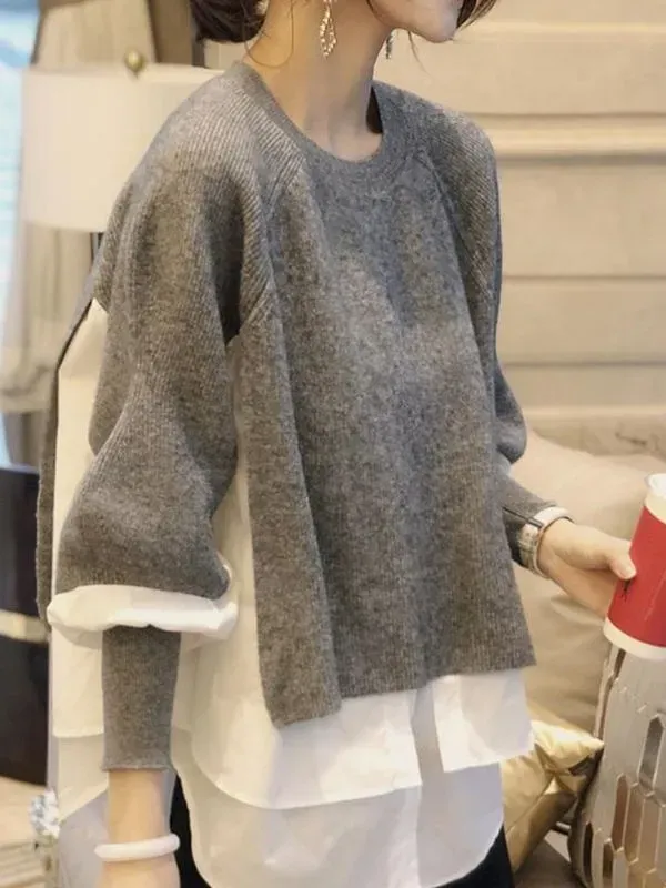 Women Casual Stitching Knitwear - Image 3