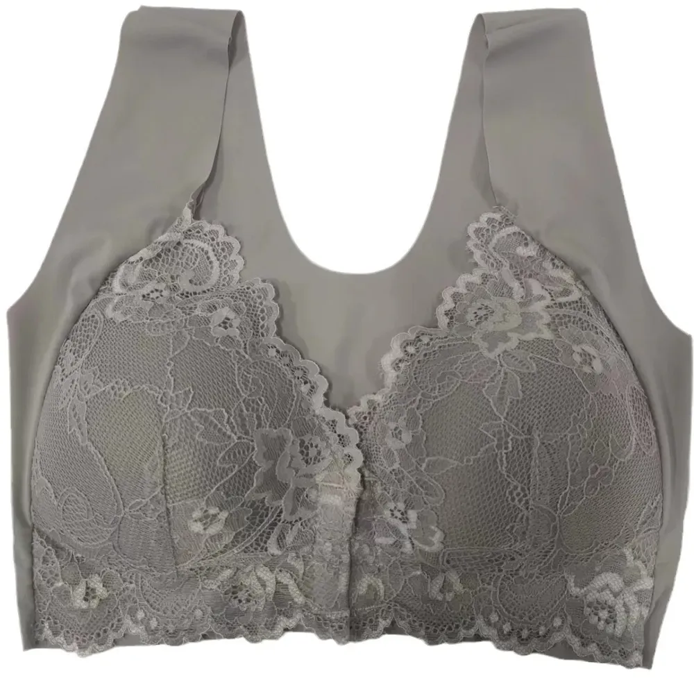 Women Sexy Plus Size Solid Color No Steel Ring Bra - Image 5