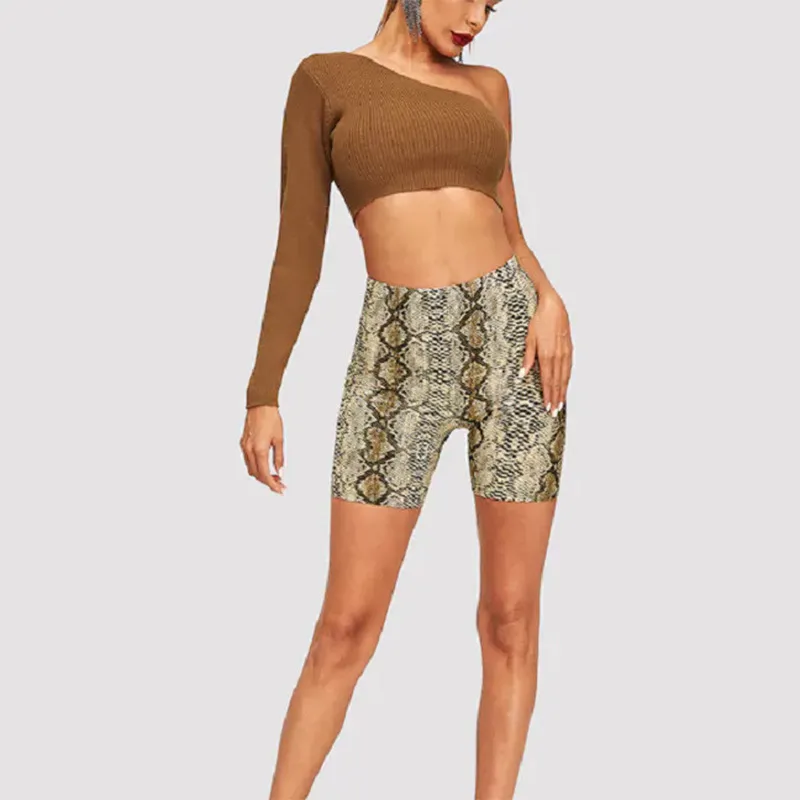 Fashion Sexy Leopard Snake Sports Yoga Biker Shorts