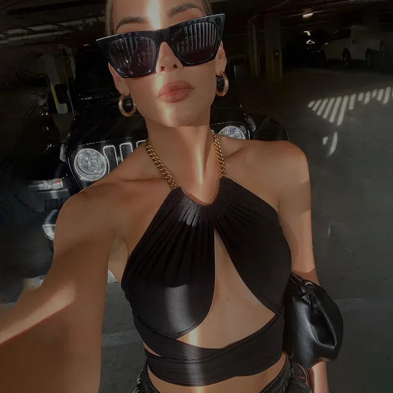 Women Sexy Neck Strap Cropped Top - Image 3