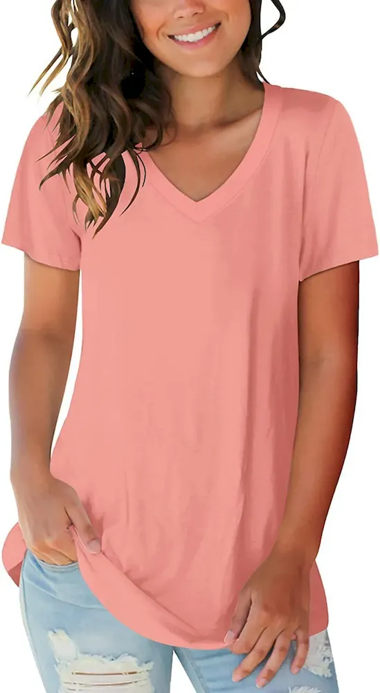 Women Casual Plus Size Printed V-Neck Short-Sleeve T-Shirt - Image 45