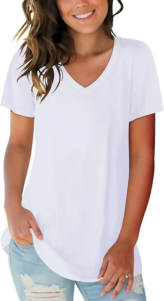 Women Casual Plus Size Printed V-Neck Short-Sleeve T-Shirt - Image 46