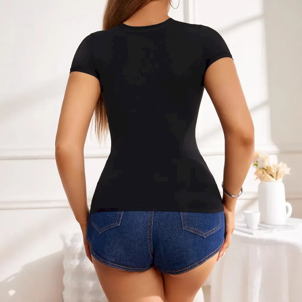 Women Basic Stretch Casual Short-Sleeved T-Shirt - Image 3