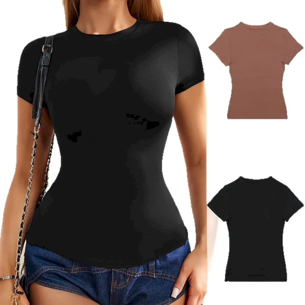 Women Basic Stretch Casual Short-Sleeved T-Shirt - Image 5