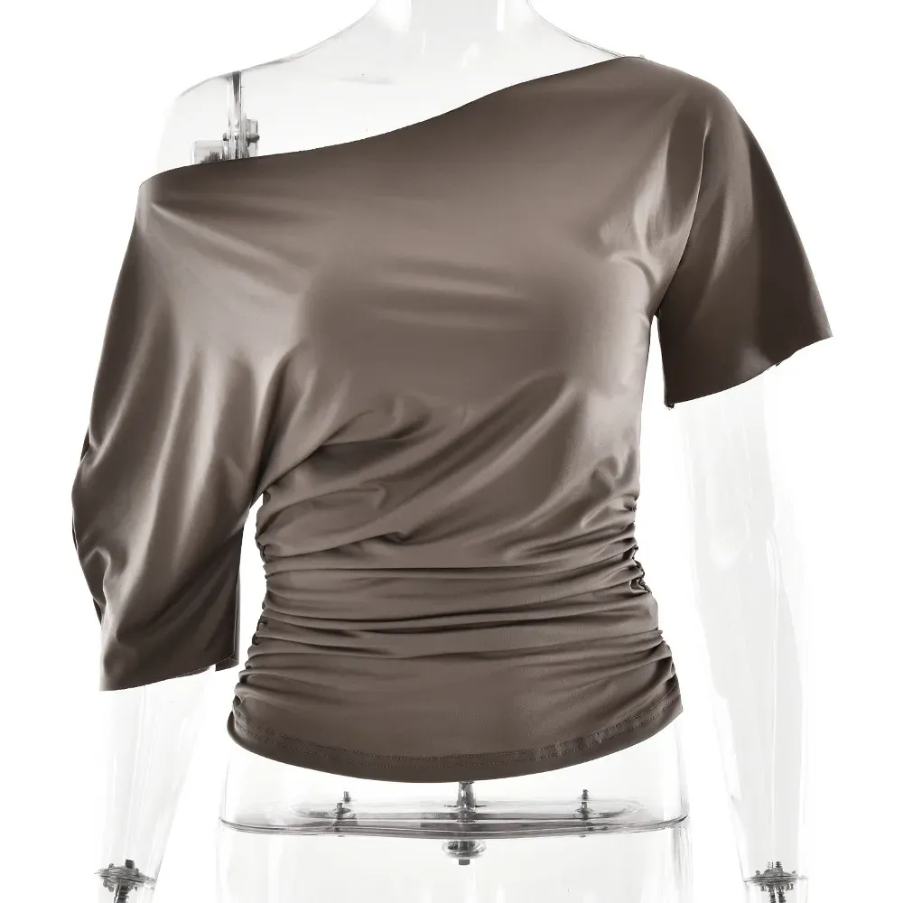Summer Women Pleated Off Shoulder Slim Tops - Image 9